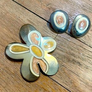 vintage 90s earrings and brooch set